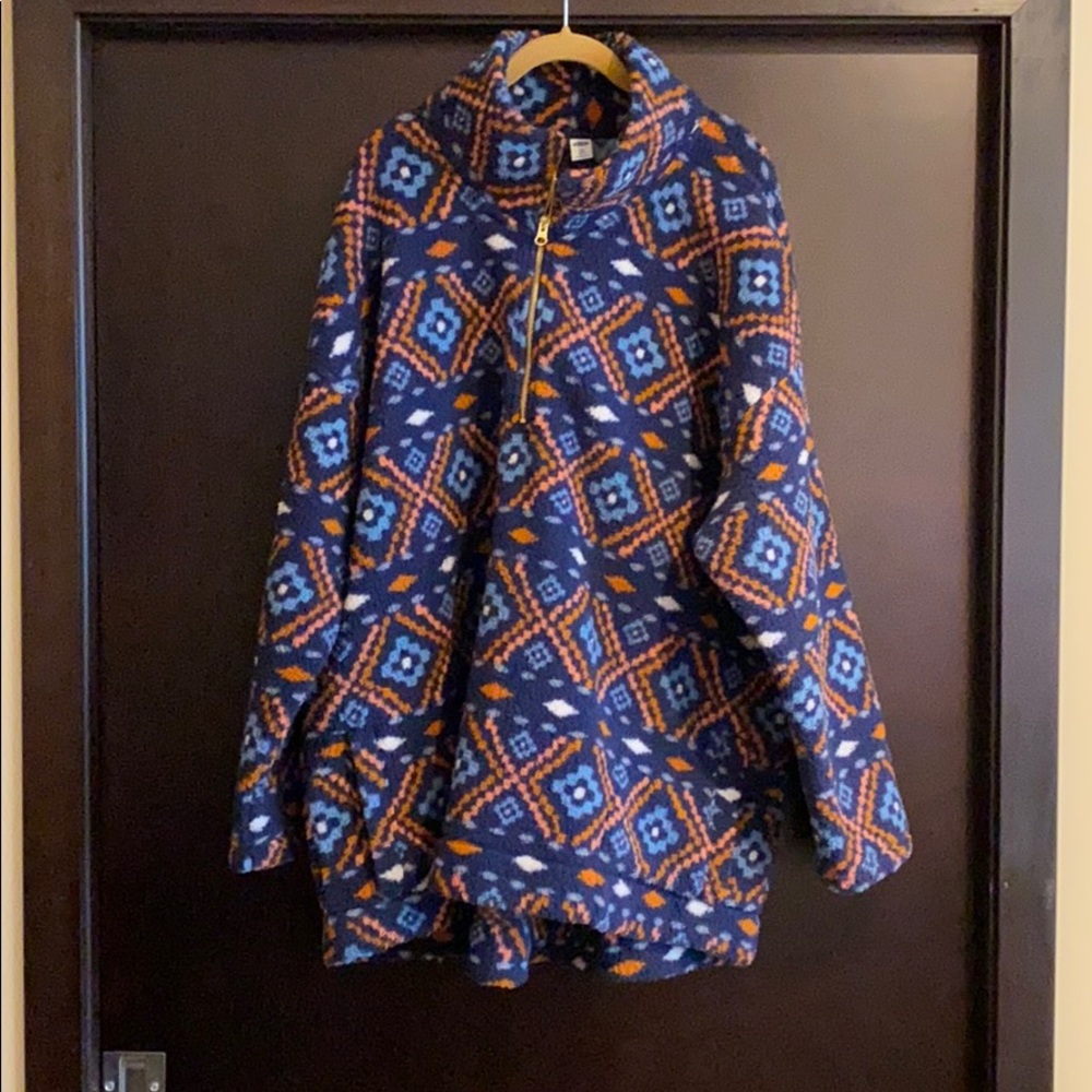 Old navy printed fleece quart zip size 3 X
